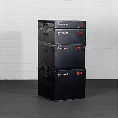Titan Fitness High Density EPE Foam Core Plyo Box Set for Home Gym Training Titan Fitness Stackable Soft Foam Plyometr