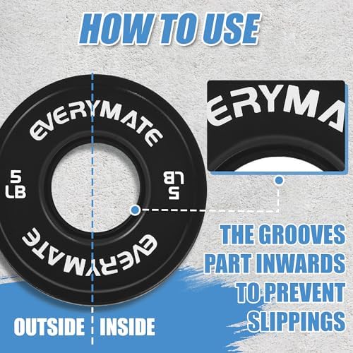 Everymate Black Changeable Weight Plates 1.25LB |5LB 5LB Set Fractional Olympic Bumper Plates for Cross Training Steel I