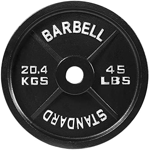 Fitvids Olympic Cast Iron Weight Plates 2-Inch Stackable Including 5FT Olympic Barbell, 100 Pounds Set (85 Lbs Plates +