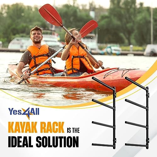 Yes4All 175 lbs Durable Steel Outdoor Kayak Stand for Storage in Garage, Ideal for Kayaks and Surfboards, Features Locki