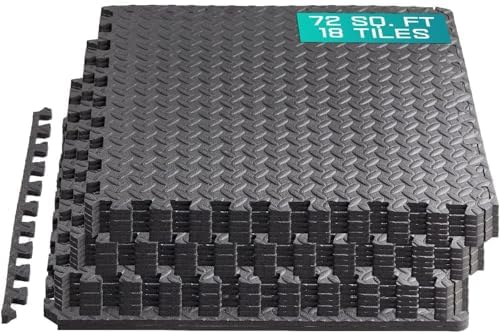 Yes4All 24SQFT-120SQFT Exercise Mat for Home Gym Users, Durable EVA Interlocking Foam Tiles with Border Design for Fitne