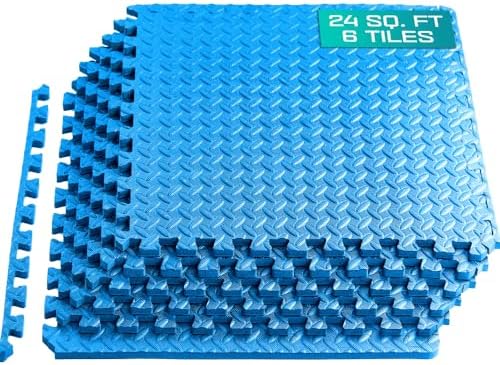 Yes4All 24SQFT-120SQFT Exercise Mat for Home Gym Users, Durable EVA Interlocking Foam Tiles with Border Design for Fitne