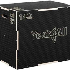 Yes4All 3 in 1 Non-Slip Wooden Plyo Box for Home Workout | Yes4All Step Up Box and Plyometric Jump Box for Fitness Love