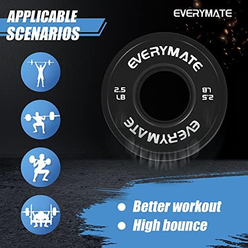 Everymate Black Changeable Weight Plates 1.25LB |5LB 5LB Set Fractional Olympic Bumper Plates for Cross Training Steel I