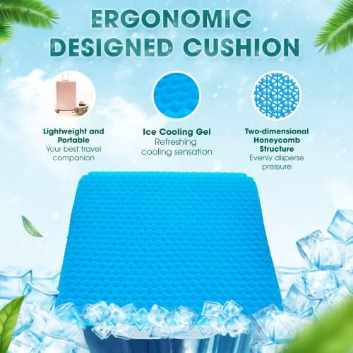 Yes4All Cooling Gel Seat Cushion for Long Sitting Users, 2 Silk Non-Slip Magnet Covers, Ideal for Wheelchair/Car/Office