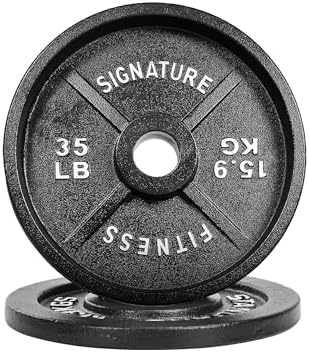 Fitvids Deep Dish 2-Inch Olympic Cast Iron Weight Plates with E-Coating Strength Training Equipment for Home Gyms and Fi