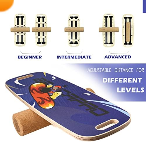 Wooden Balance Board Trainer with Adjustable Stoppers for Fitness Workouts -3 Distance Options | Adjustable Distance Wo