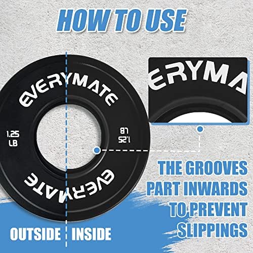 Everymate Black Changeable Weight Plates 1.25LB |5LB 5LB Set Fractional Olympic Bumper Plates for Cross Training Steel I