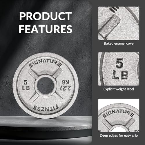 Fitvids Deep Dish 2-Inch Olympic Cast Iron Weight Plates with E-Coating Strength Training Equipment for Home Gyms and Fi