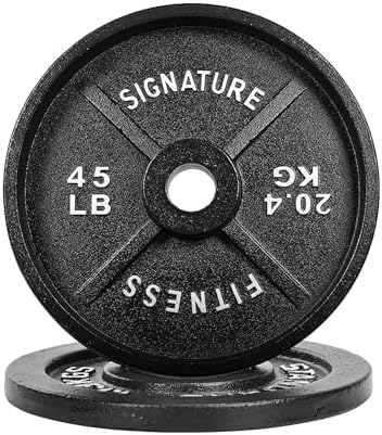 Fitvids Deep Dish 2-Inch Olympic Cast Iron Weight Plates with E-Coating Strength Training Equipment for Home Gyms and Fi