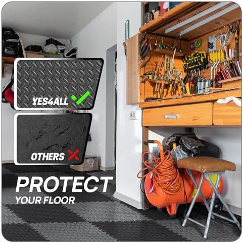 Yes4All 24SQFT-120SQFT Exercise Mat for Home Gym Users, Durable EVA Interlocking Foam Tiles with Border Design for Fitne