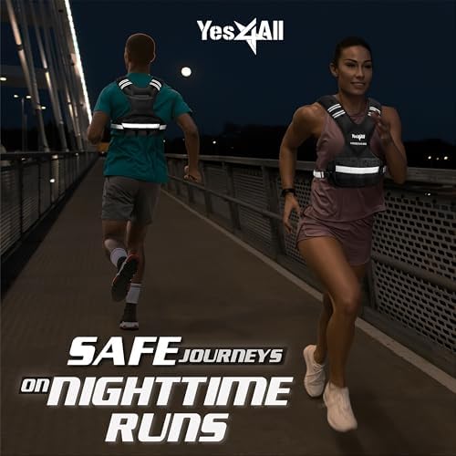 Yes4All Adjustable Weighted Vest 11-32lbs Reflective Strip Large Weight Vest Strength Training Men Women