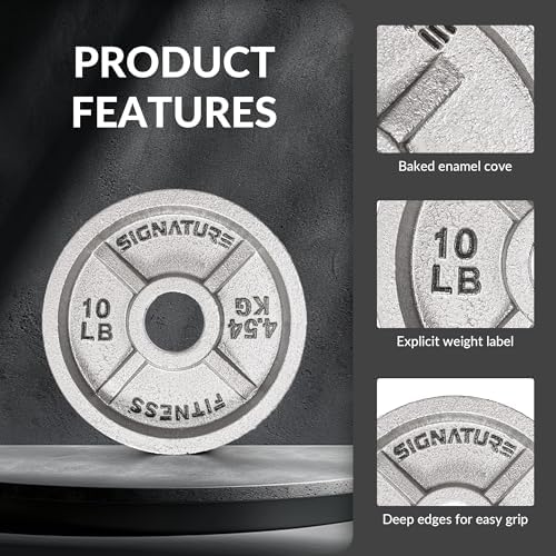 Fitvids Deep Dish 2-Inch Olympic Cast Iron Weight Plates with E-Coating Strength Training Equipment for Home Gyms and Fi