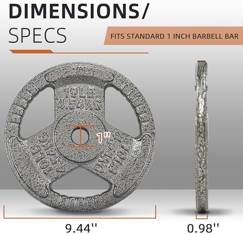 Fitvids Cast Iron Weight Plate 1 Inch Standard for Strength Training & Weightlifting, Multiple Weights Available