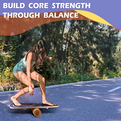 Wooden Balance Board Trainer with Adjustable Stoppers for Fitness Workouts -3 Distance Options | Adjustable Distance Wo