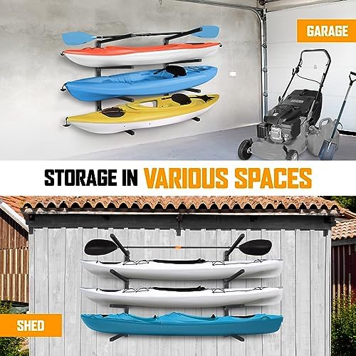 Yes4All 175 lbs Durable Steel Outdoor Kayak Stand for Storage in Garage, Ideal for Kayaks and Surfboards, Features Locki