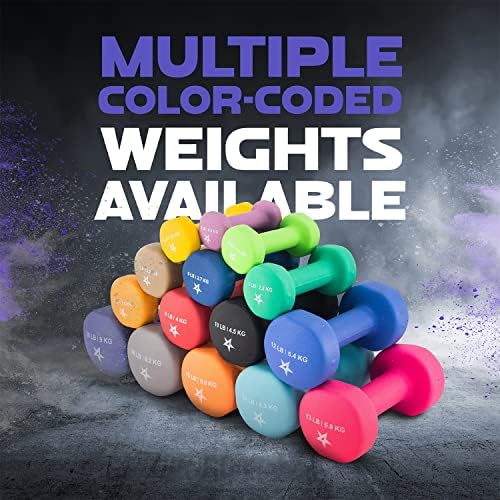 Yes4All Neoprene Coated Dumbbell Hand Weights - Multiple Weight Options for Home Workouts | Yes4All Anti-Slip Neoprene
