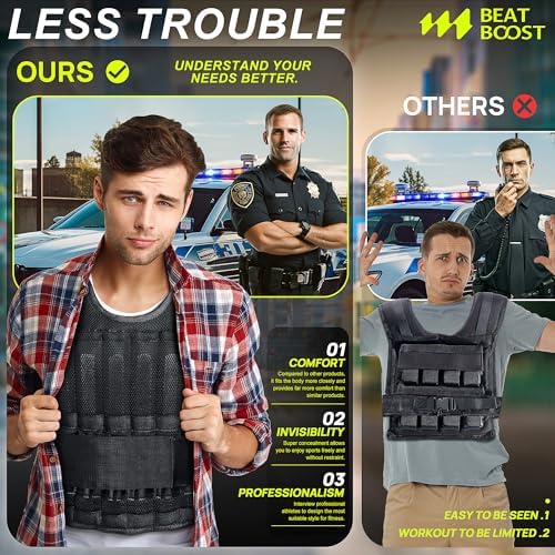 Weighted Vest Men 20lb/30lb/40lb/50lb/60lb Adjustable Weight Vest for Walking Strength Training Running Workout