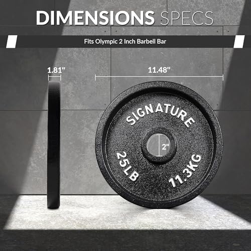 Fitvids Deep Dish 2-Inch Olympic Cast Iron Weight Plates with E-Coating Strength Training Equipment for Home Gyms and Fi