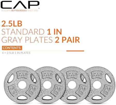 Standard CAP Barbell 1-Inch Grip Weight Plates for Home Gym Enthusiasts | CAP Barbell 1-Inch Grip Weight Plates with Du