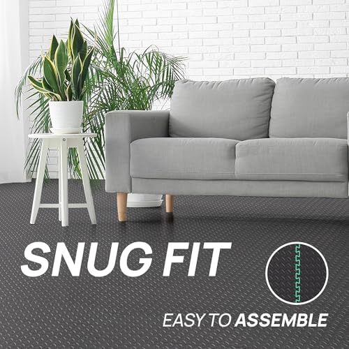 Yes4All 24SQFT-120SQFT Exercise Mat for Home Gym Users, Durable EVA Interlocking Foam Tiles with Border Design for Fitne