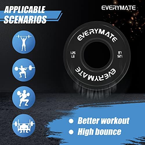 Everymate Black Changeable Weight Plates 1.25LB |5LB 5LB Set Fractional Olympic Bumper Plates for Cross Training Steel I