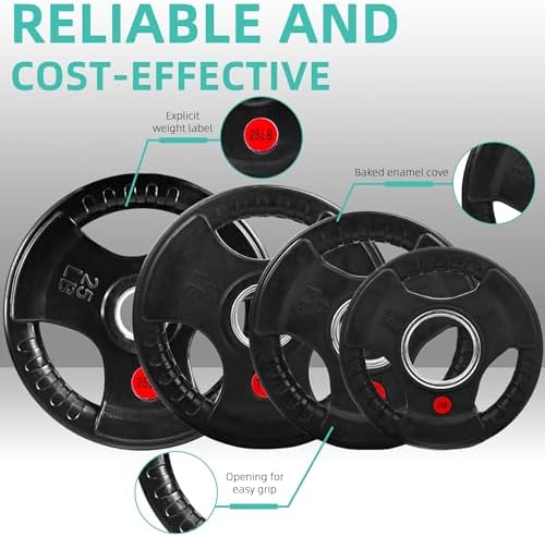 Fitvids Olympic Cast Iron Weight Plates 2-Inch Stackable Including 5FT Olympic Barbell, 100 Pounds Set (85 Lbs Plates +