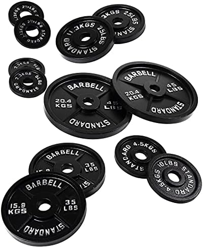 Fitvids Deep Dish 2-Inch Olympic Cast Iron Weight Plates with E-Coating Strength Training Equipment for Home Gyms and Fi