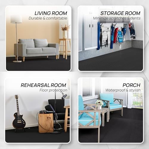 Yes4All 24SQFT-120SQFT Exercise Mat for Home Gym Users, Durable EVA Interlocking Foam Tiles with Border Design for Fitne