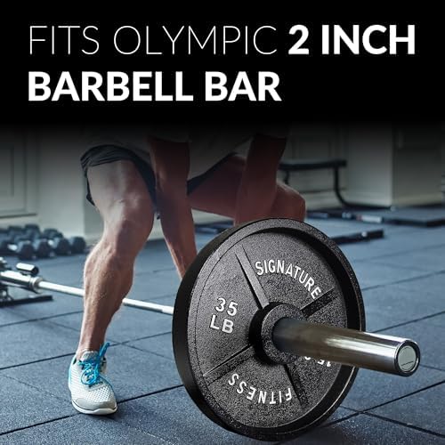 Fitvids Deep Dish 2-Inch Olympic Cast Iron Weight Plates with E-Coating Strength Training Equipment for Home Gyms and Fi