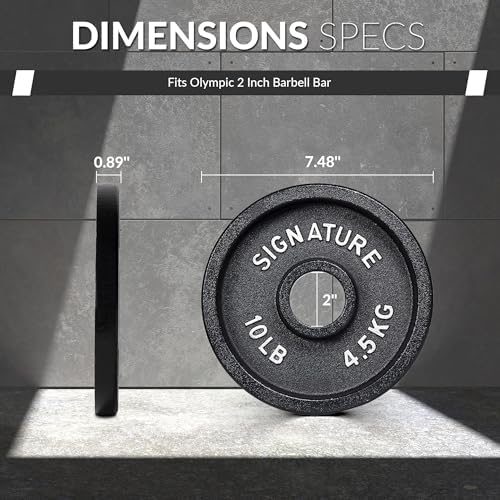 Fitvids Deep Dish 2-Inch Olympic Cast Iron Weight Plates with E-Coating Strength Training Equipment for Home Gyms and Fi