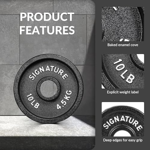 Fitvids Deep Dish 2-Inch Olympic Cast Iron Weight Plates with E-Coating Strength Training Equipment for Home Gyms and Fi