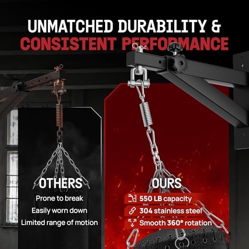 Yes4All Punching Bag Hanger, Heavy Bag Spring 555 LB Capacity, Indoor & Outdoor Mounting, Strong & Durable for Boxing Ba