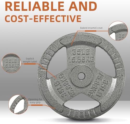 Fitvids Cast Iron Weight Plate 1 Inch Standard for Strength Training & Weightlifting, Multiple Weights Available