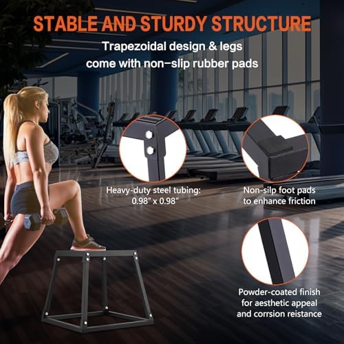 Plyometric Jump Box 3 Pcs Set, 12/18/24 Inch Fitness Exercise Platform, Home Gym Agility Training, Steel Anti-Slip Step