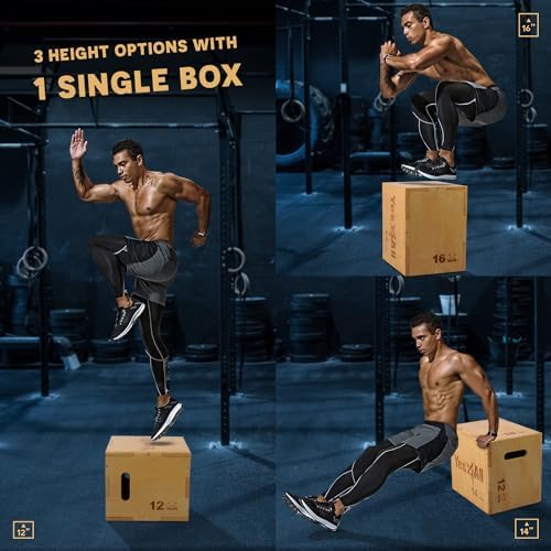 Yes4All 3-in-1 Wooden Plyo Box with Resistance Loop Bands for Home Gym and Outdoor Workouts | Yes4All 450 lbs Box Jump