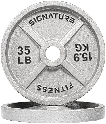 Fitvids Deep Dish 2-Inch Olympic Cast Iron Weight Plates with E-Coating Strength Training Equipment for Home Gyms and Fi