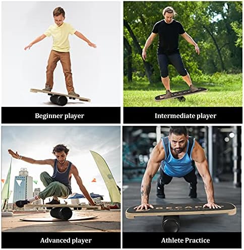 Wooden Balance Board Trainer with Adjustable Stoppers for Fitness Workouts -3 Distance Options | Adjustable Distance Wo