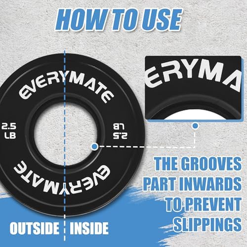 Everymate Black Changeable Weight Plates 1.25LB |5LB 5LB Set Fractional Olympic Bumper Plates for Cross Training Steel I