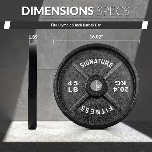 Fitvids Deep Dish 2-Inch Olympic Cast Iron Weight Plates with E-Coating Strength Training Equipment for Home Gyms and Fi