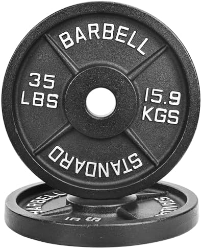 Fitvids Olympic Cast Iron Weight Plate 2-Inch for Strength Training & Weightlifting, Home Gym, Multiple Weights Availabl