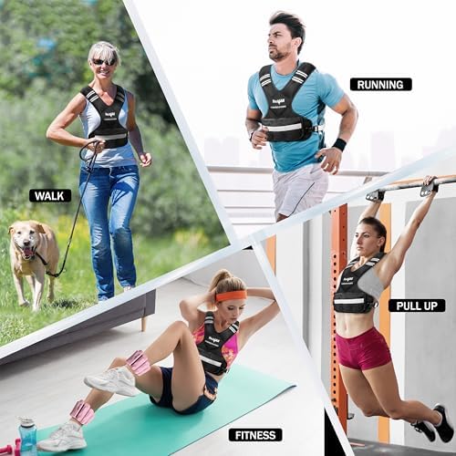 Yes4All Adjustable Weighted Vest 11-32lbs Reflective Strip Large Weight Vest Strength Training Men Women