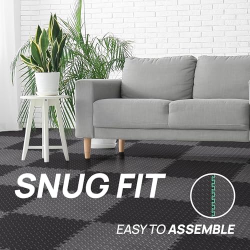 Yes4All 24SQFT-120SQFT Exercise Mat for Home Gym Users, Durable EVA Interlocking Foam Tiles with Border Design for Fitne