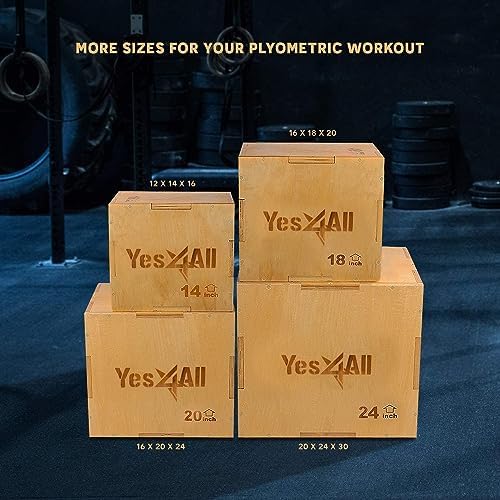 Yes4All 3-in-1 Wooden Plyo Box with Resistance Loop Bands for Home Gym and Outdoor Workouts | Yes4All 450 lbs Box Jump