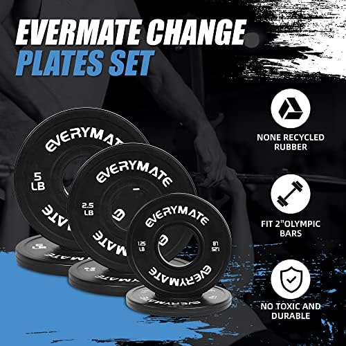 Everymate Black Changeable Weight Plates 1.25LB |5LB 5LB Set Fractional Olympic Bumper Plates for Cross Training Steel I