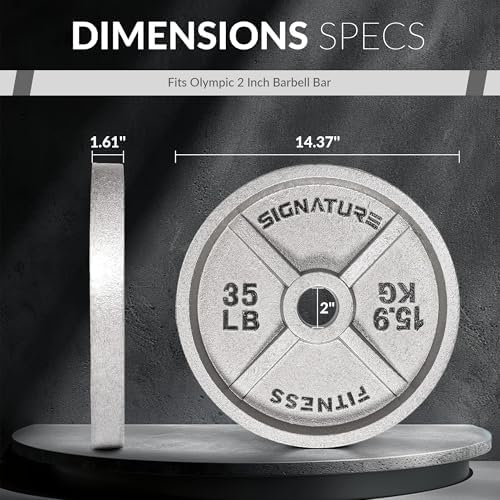 Fitvids Deep Dish 2-Inch Olympic Cast Iron Weight Plates with E-Coating Strength Training Equipment for Home Gyms and Fi