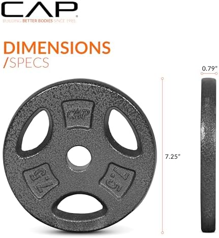 Standard CAP Barbell 1-Inch Grip Weight Plates for Home Gym Enthusiasts | CAP Barbell 1-Inch Grip Weight Plates with Du