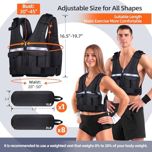 Sportneer Adjustable Weighted Vest for Walking and Running | Sportneer Washable Weight Vest for Women and Men | Sportne