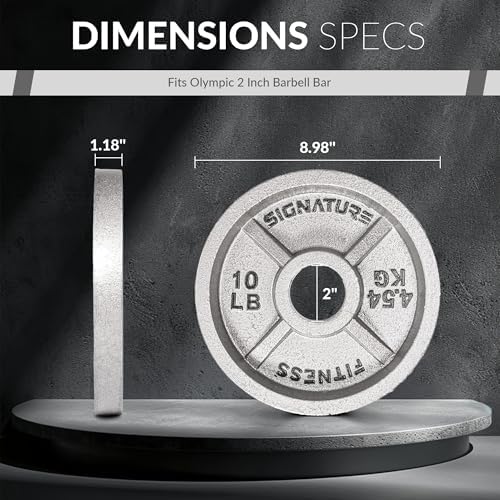 Fitvids Deep Dish 2-Inch Olympic Cast Iron Weight Plates with E-Coating Strength Training Equipment for Home Gyms and Fi