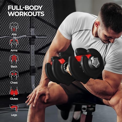 Yaheetech Adjustable Dumbbell Set for Men/Women Home Gym Strength Training Equipment Yaheetech Adjustable Dumbbells Fast